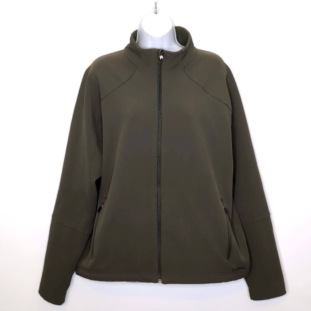L.L.Bean Olive Green Fleece Lined Bomber Jacket Men's Size Large Regular